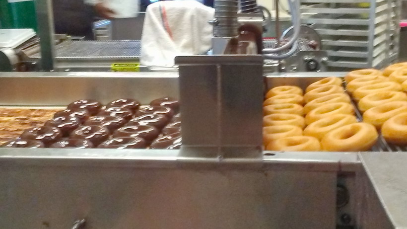 Krispy Kreme Ecilpse donut being made the day evening before the eclipse.