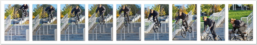 Parker Tremblay riding a rail, Windsor, Ontario, Waterfront Trail.