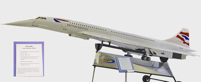 The Concord model at the Carolinas Aviation Museum in Charlotte, NC, with information insert.