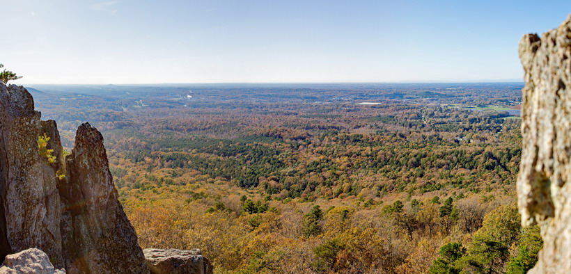 Panorama from the top of Crowders Mountain State Park, Pinnacle trail.