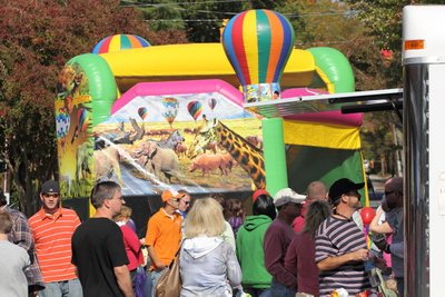 York, South Carolina, Fall Festical crowd awaiting their turn or their children in the air bag.
