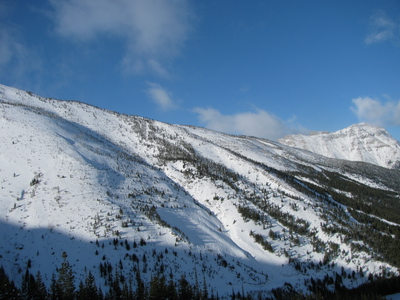 Upper Castle Mountain taken from the lower Haig Mountain.