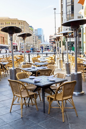 One of many mall cafe's on the street.