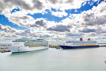 Port Canaveral view of some cruise ships.