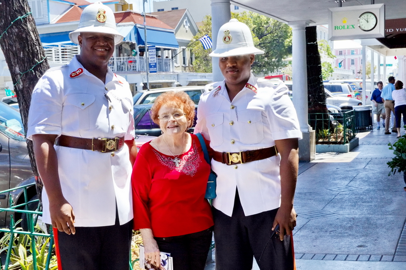 Nothing says Nassau like a couple of Bobby's, Mom shopping and a Rolex sign behind her head.