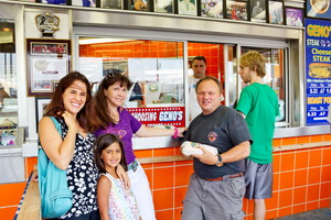 Time to try Geno's sandwich with a few others we met doing the same thing.