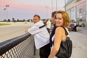 Watching the races from trackside at Georgian Downs, Barrie, ON.
