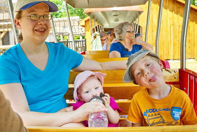 Having fun on the train at the African Lion Safari.