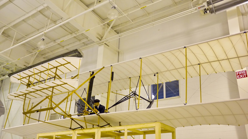 Carolinas Aviation Museum, life size model of Orville Wrigt on his first plane.