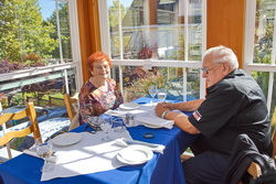 Lunch overlooking Nanaimo at Asteras, Vancouver Island, BC.
