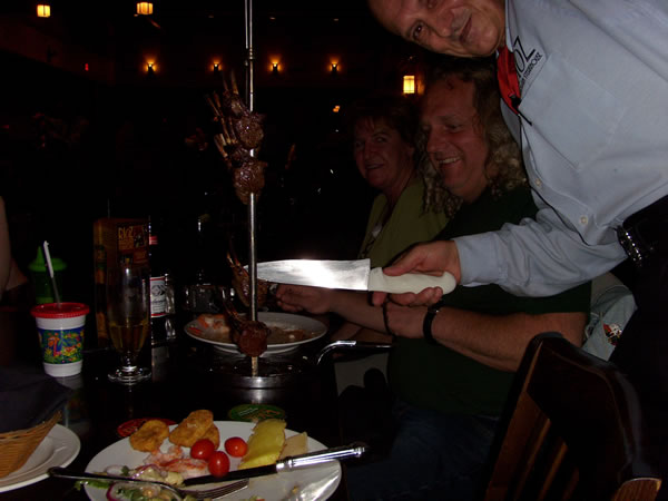Chuck puts his disc up for a little more meat, have to try the lamb chops.