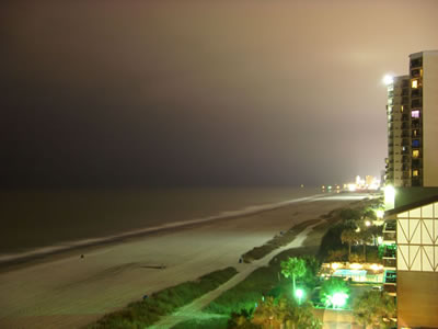 The view from the balcony at night.