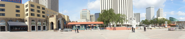 New Orleans skyline panorama from the river front.