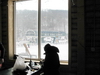 Looking out at the lift from the Checkerberry Cabin, Wintergreen Ski Resort.